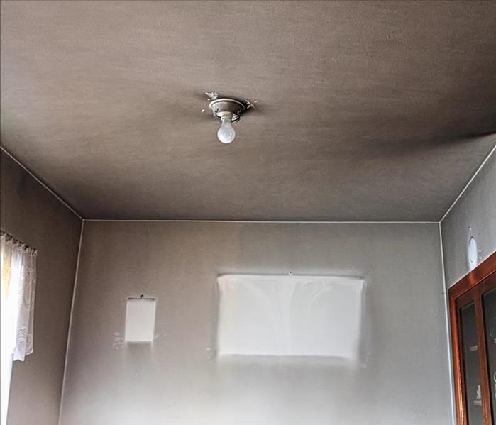 soot covered walls and ceiling